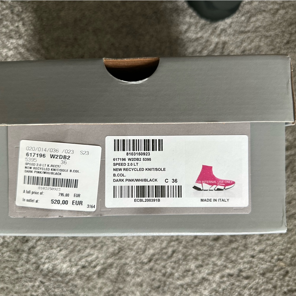 Balenciaga Speed Socks 2.0 Knit Sneaker w/ Bicolor Sole Pink/White - Picture 9 of 10